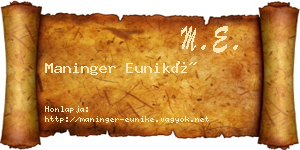Maninger Euniké névjegykártya